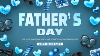 父亲节蓝色礼盒海报模板_蓝色质感环绕父亲节模板