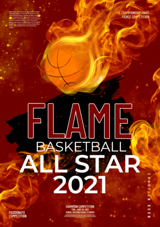 红色风格篮球运动宣传海报模板