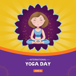 瑜伽运动健康海报模板_紫色国际瑜伽日活动模板
