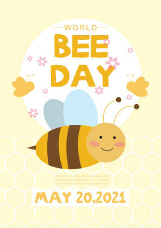 可爱蜜蜂卡通海报模板_卡通世界蜜蜂节海报