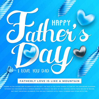 父亲节质感海报模板_蓝色质感领带父亲节模板