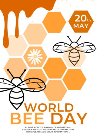 可爱蜜蜂卡通海报模板_蜂蜜蜂巢世界蜜蜂日传单海报