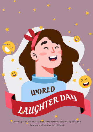 世界大笑日女孩海报模板