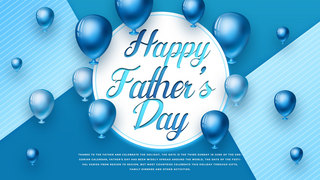 幸福气球海报模板_蓝色质感气球父亲节模板