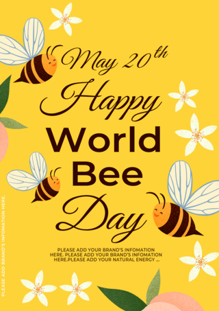 可爱蜜蜂卡通海报模板_世界蜜蜂日传单海报