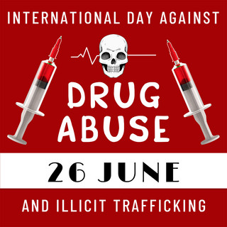 红色针筒海报模板_红色高端创意禁止药物滥用和非法贩运国际日媒体社交模板