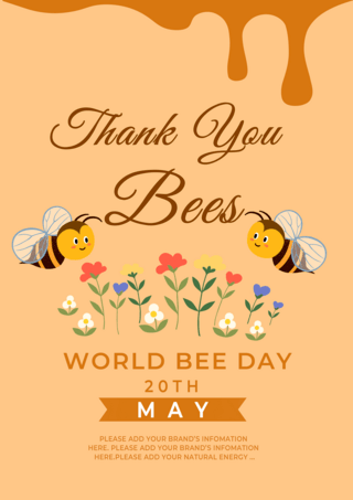 蜜蜂花朵世界蜜蜂日海报