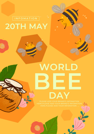 蜂蜜罐六边形世界蜜蜂日海报