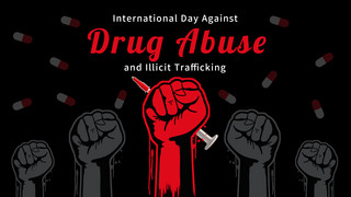 黑色创意拳头简约禁止药物滥用和非法贩运国际日横幅