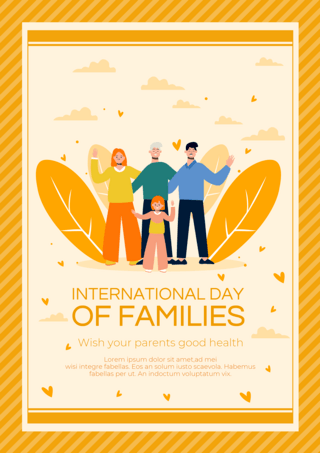 橙色边框世界家庭日插画