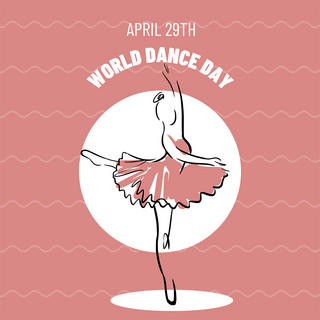 粉色几何线条可爱趣味世界舞蹈日媒体社交模板