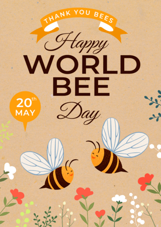 可爱蜜蜂海报模板_蜜蜂花朵世界蜜蜂日海报