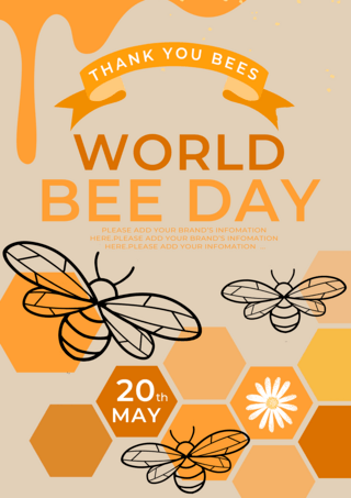卡通可爱蜜蜂海报模板_蜂蜜蜂巢世界蜜蜂日传单海报