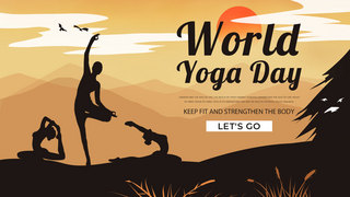 运动冥想海报模板_棕色世界瑜伽日模板