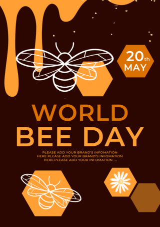 可爱蜜蜂卡通海报模板_深色蜂蜜蜂巢世界蜜蜂日海报