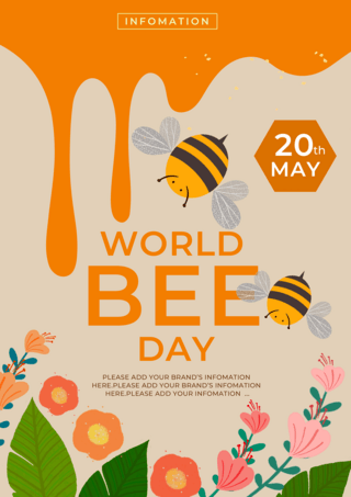 农场卡通海报模板_蜜蜂蜂蜜花朵世界蜜蜂日海报