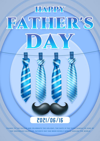 蓝色领带胡子父亲节模板