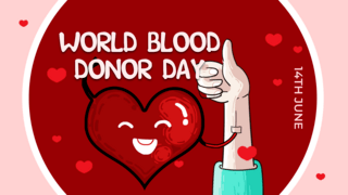 世界献血者日卡通海报模板_爱心输血世界献血者日