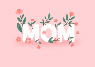 粉色线条花朵海报模板_线条小花母亲节贺卡