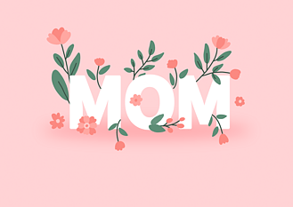 卡爱线条图片素材_线条小花母亲节贺卡