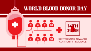 世界献血者日海报模板_血型世界献血者日粉色红色