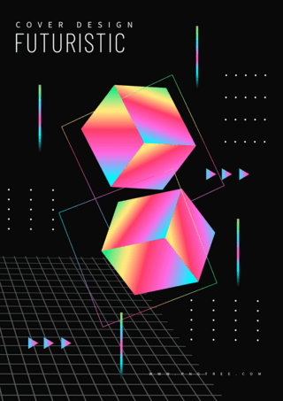 彩色立体几何海报模板_彩色立体几何渐变封面