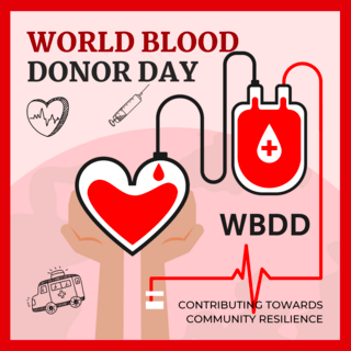 献血者日海报模板_世界献血者日双手爱心社交媒体
