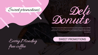 深色粉色简约形状甜甜圈面包促销模板