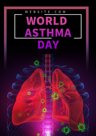 肺部呼吸海报模板_治疗疾病世界哮喘日传单模板
