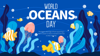 保护海洋日海报模板_彩色世界海洋日模板