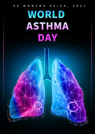 肺部呼吸海报模板_世界哮喘日支气管传单模板