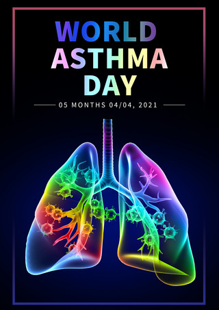 肺部呼吸海报模板_世界哮喘日治疗传单模板