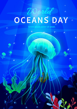 自然海洋海报模板_世界环保海洋日模板