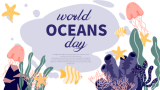 彩色自然海报模板_彩色海洋日宣传模板