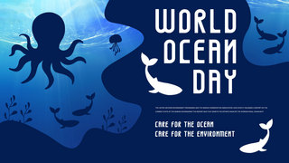关爱自然海报模板_海底动物世界海洋日模板