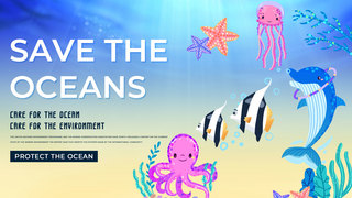 自然生态环境海报模板_多彩生态世界海洋日模板