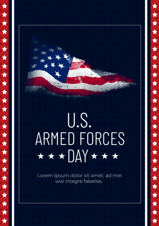 武装便衣海报模板_深蓝色背景红色边框美国武装部队日