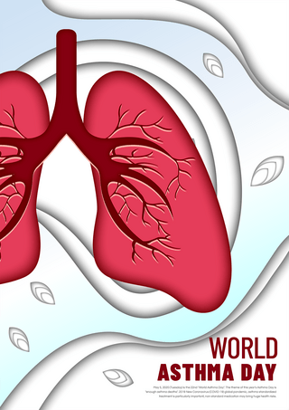 肺部呼吸海报模板_剪纸风格哮喘日传单