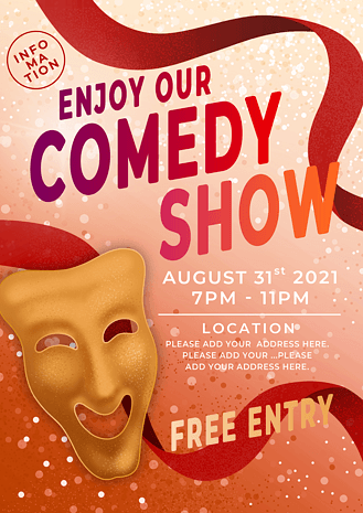 面具丝带喜剧表演海报传单