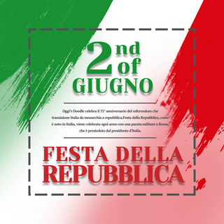 共和国海报海报模板_意大利共和国日红绿撞色虚线边框社交媒体模板