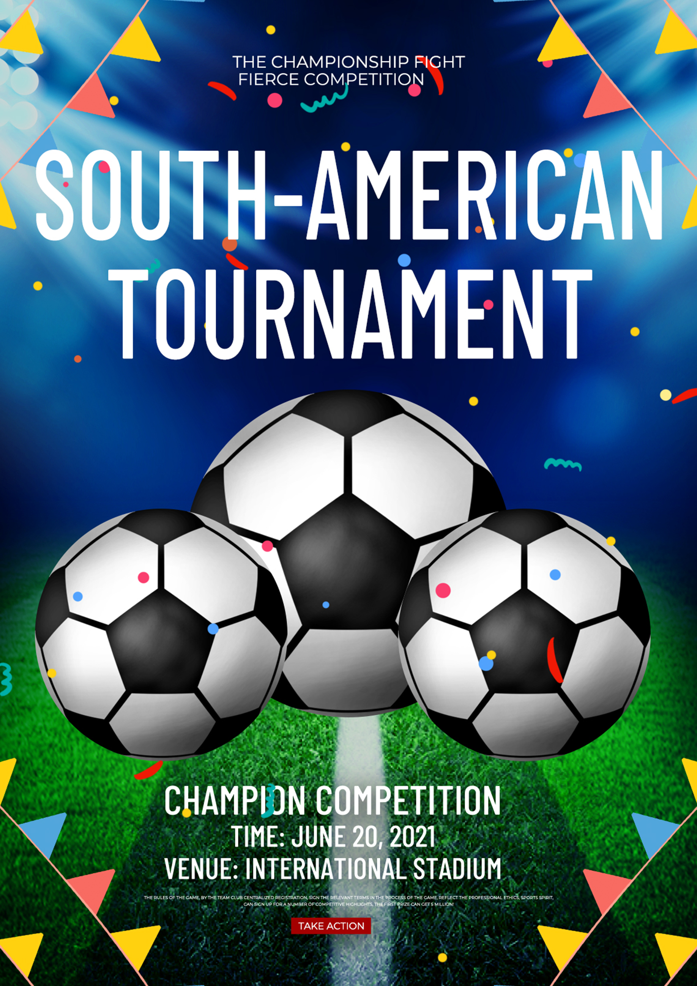 创意南美足球赛宣传模板图片