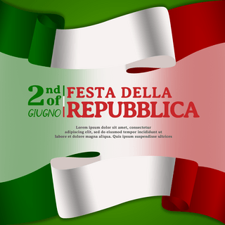 共和国海报海报模板_意大利共和国日简约撞色丝绸彩带社交媒体模板