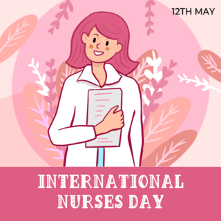 粉色背景植物海报模板_粉色背景植物国际护士节