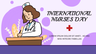 紫色国际海报模板_紫色国际护士节人物插画