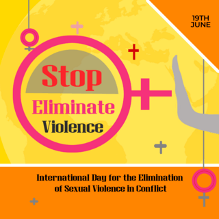 冲突与融合海报模板_黄色橙色背景消除冲突中性暴力行为国际日