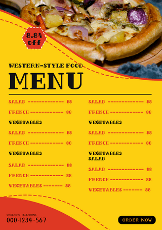 热狗汉堡海报模板_披萨食物创意菜单
