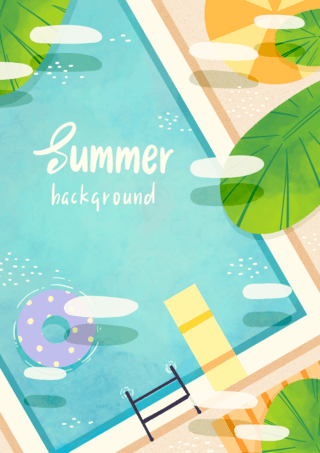游泳海海报模板_可爱风格夏季游玩海报