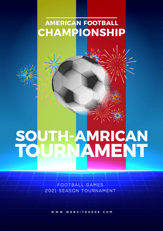 南美足球赛海报模板_时尚色彩南美洲足球比赛竞技海报