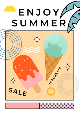 冰淇淋复古夏季促销海报