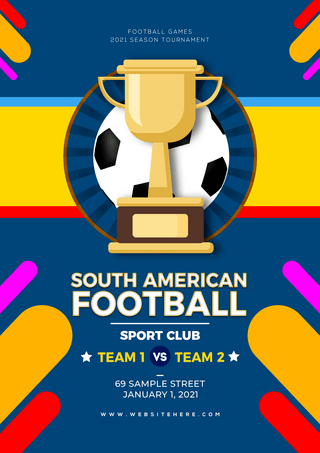 足球联赛海报模板_时尚色彩南美洲足球竞赛海报